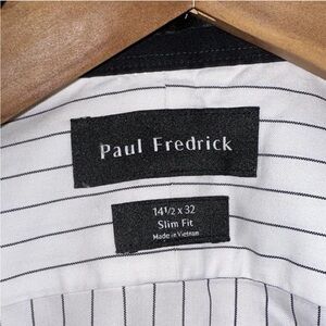 Paul Fredrick White Shirt with Black Stripes
